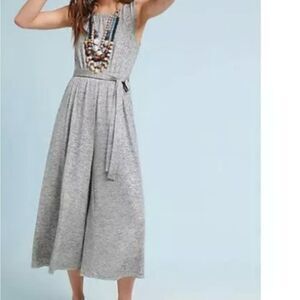 Anthropologie Meadow Rue Metallic Silver Jumpsuit